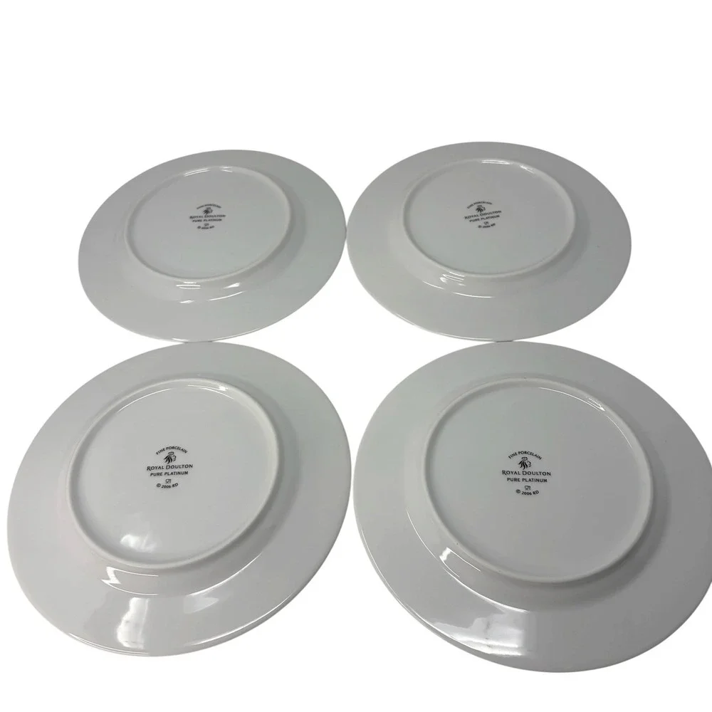 Royal Doulton Pure Platinum Dinner Salad Plates Set of 8 Fine Porcelain 2006